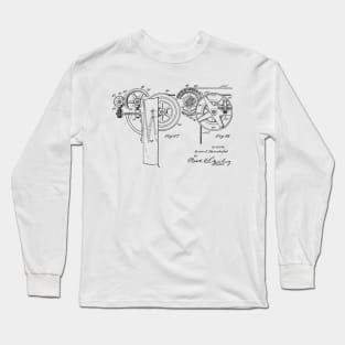 Automatic Bowling Mechanism Vintage Patent Hand Drawing Long Sleeve T-Shirt